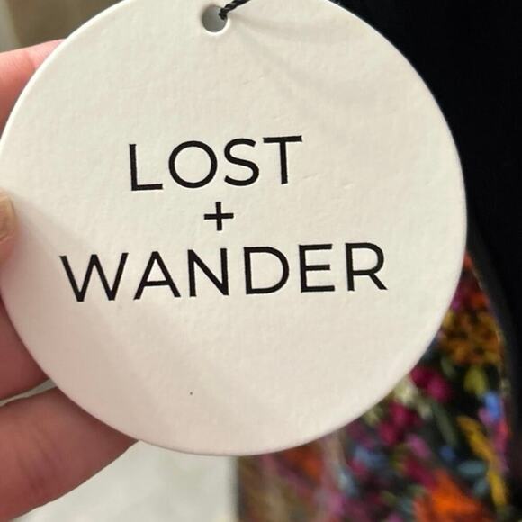 Lost+Wander Black Floral Ruffle Asymmetrical Hi Low Tie Back Midi Dress S New - Picture 11 of 12